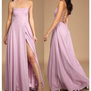 Lulus Women's Maxi Party Princess Sparkly Woven Dress Elegant Cocktail Pink  $99